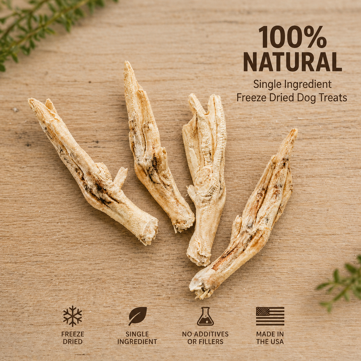 Freeze-Dried Whole Duck Feet Dog Treats