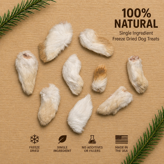 High-Protein Freeze Dried Rabbit Feet (Front) | Natural Single Ingredient Dog Treats