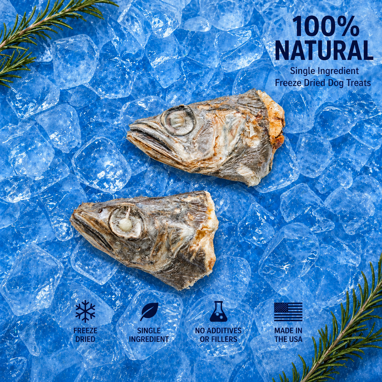 Freeze-Dried Whole Hoki Head Dog Treat
