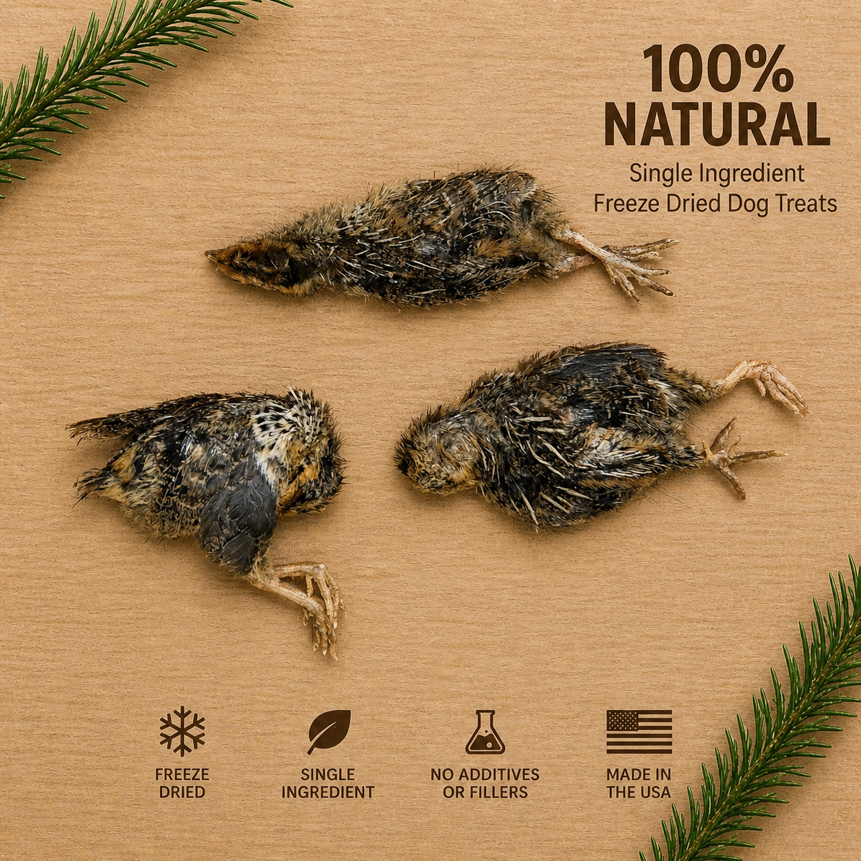 High-Protein Freeze Dried Quail (Small) | Single Ingredient Dog & Cat Treats