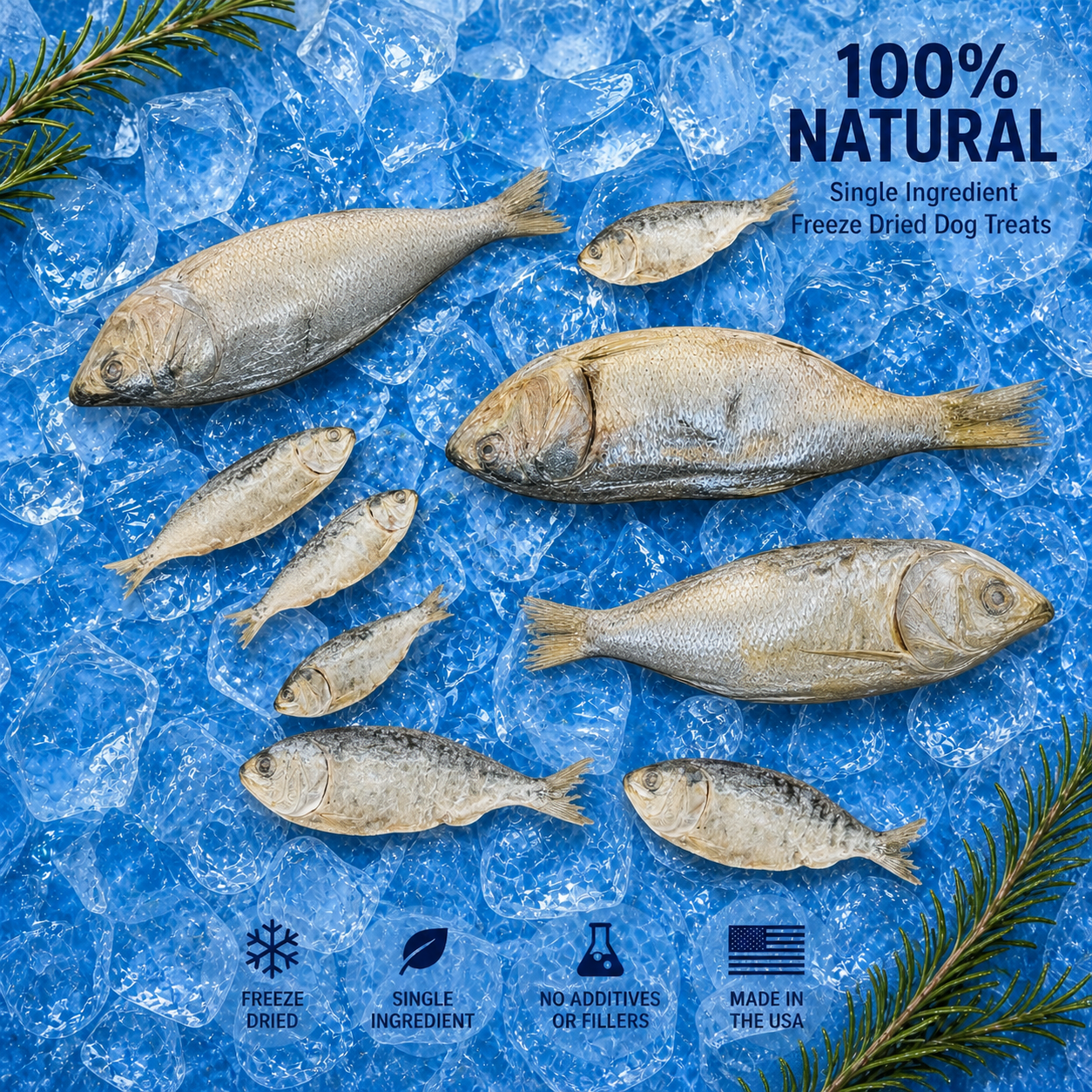 Freeze-Dried Mixed-Size Menhaden Dog Treats