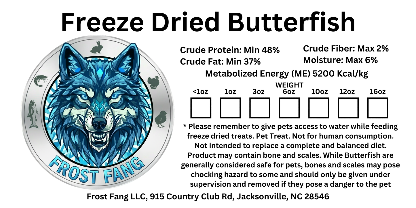 Freeze Dried Butterfish - Premium Single Ingredient Dog Treats